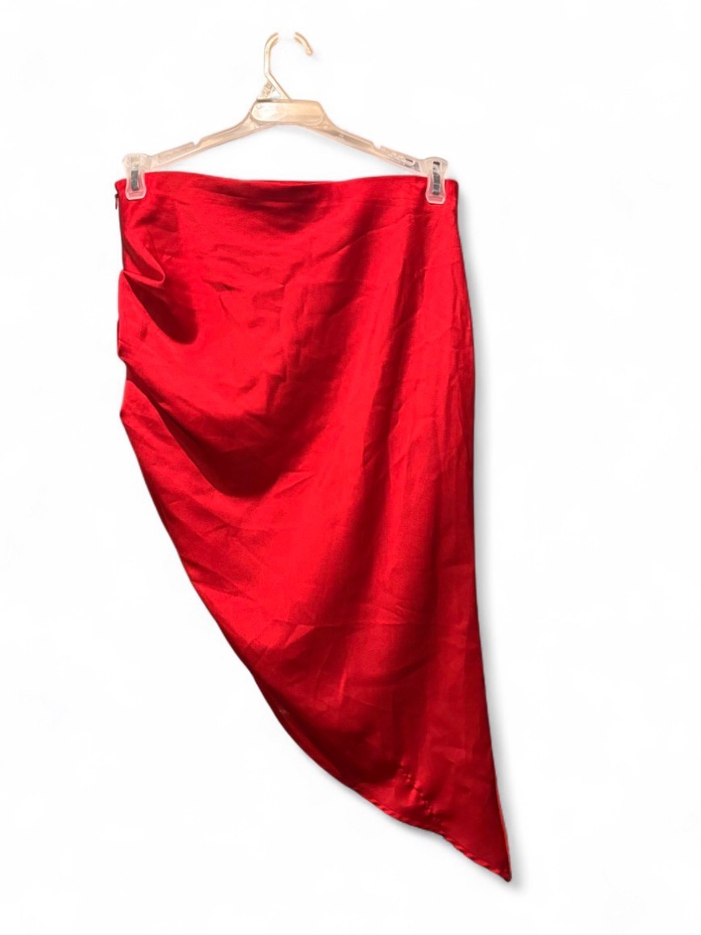 NWT Gianni Bini Cherry Red Asymmetrical Satin Skirt Size 10